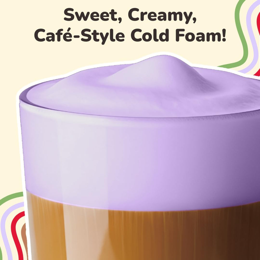 YULU FOODS lavender foam topping on iced coffee for floral finish