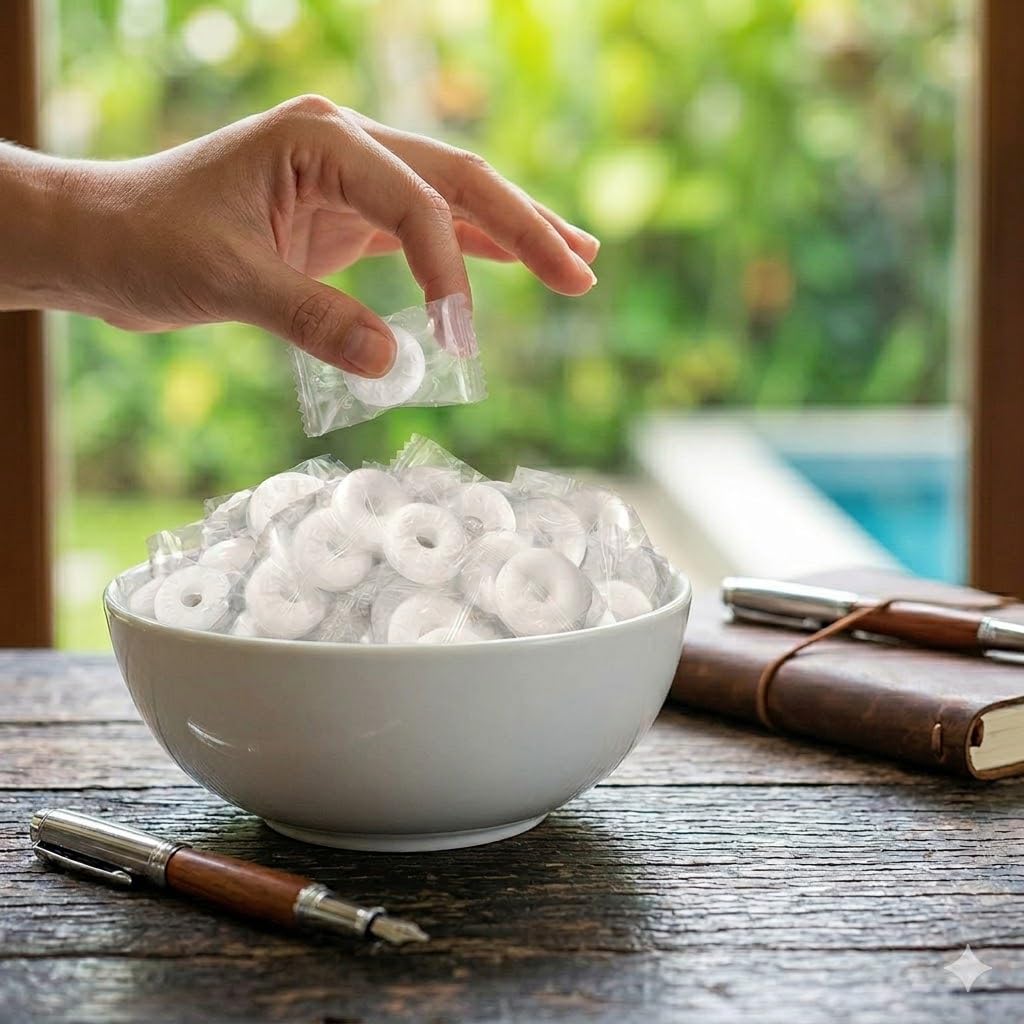 Yum-a-licious LifeSavrs in office bowl display offering easy guest access