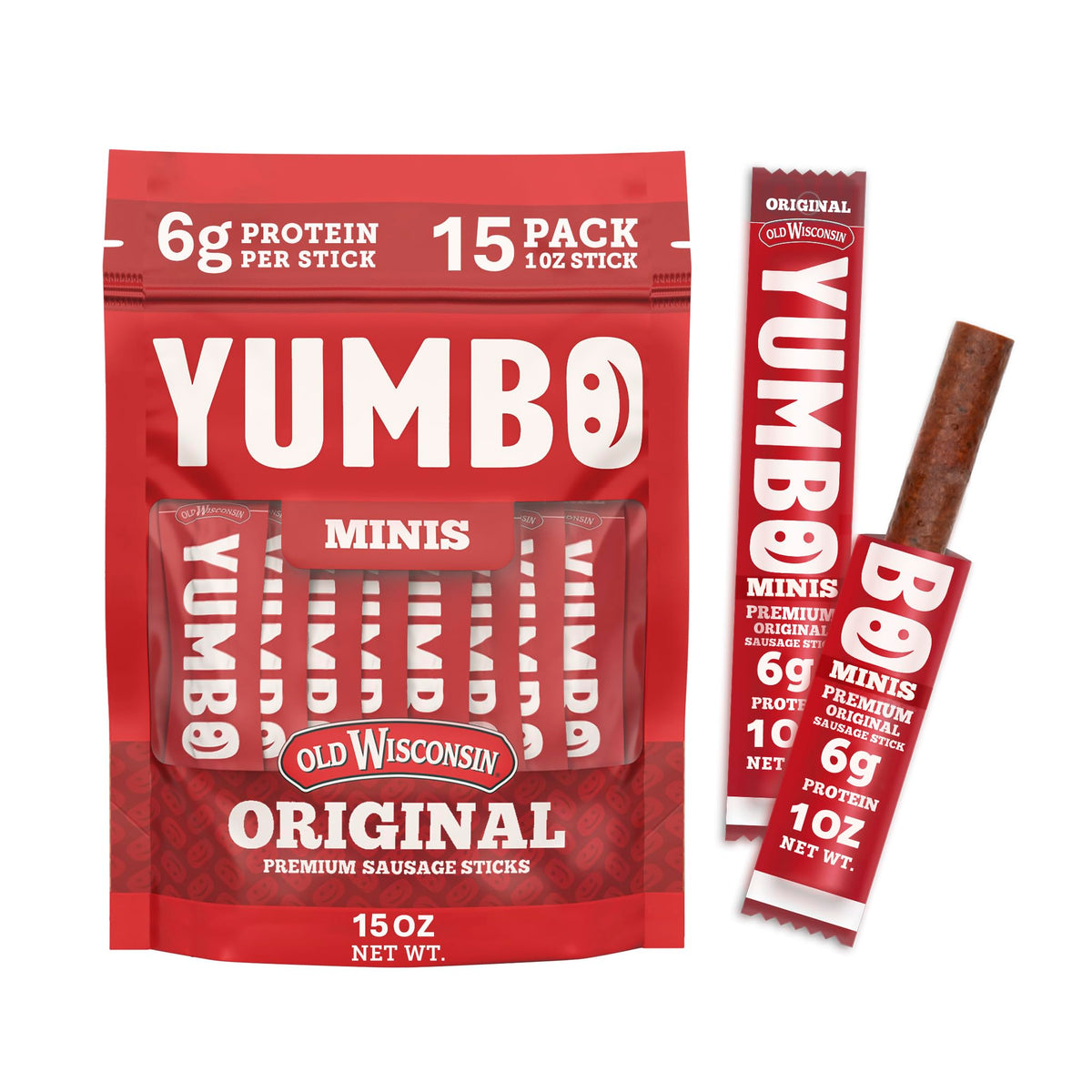 YUMBO front packaging showing 15-count bag and brand visibility with convenience benefit