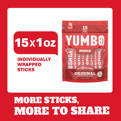 YUMBO stick held in hand showing size and easy on-the-go protein benefit
