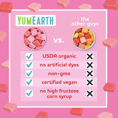 YumEarth chewy reds close-up showing dense texture and bold berry flavor