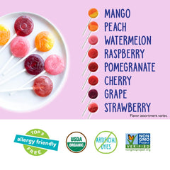 YumEarth flavor variety layout showcasing eight fruit tastes for choice