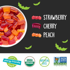 YumEarth gummy texture close-up showing soft fruit-like chew appeal