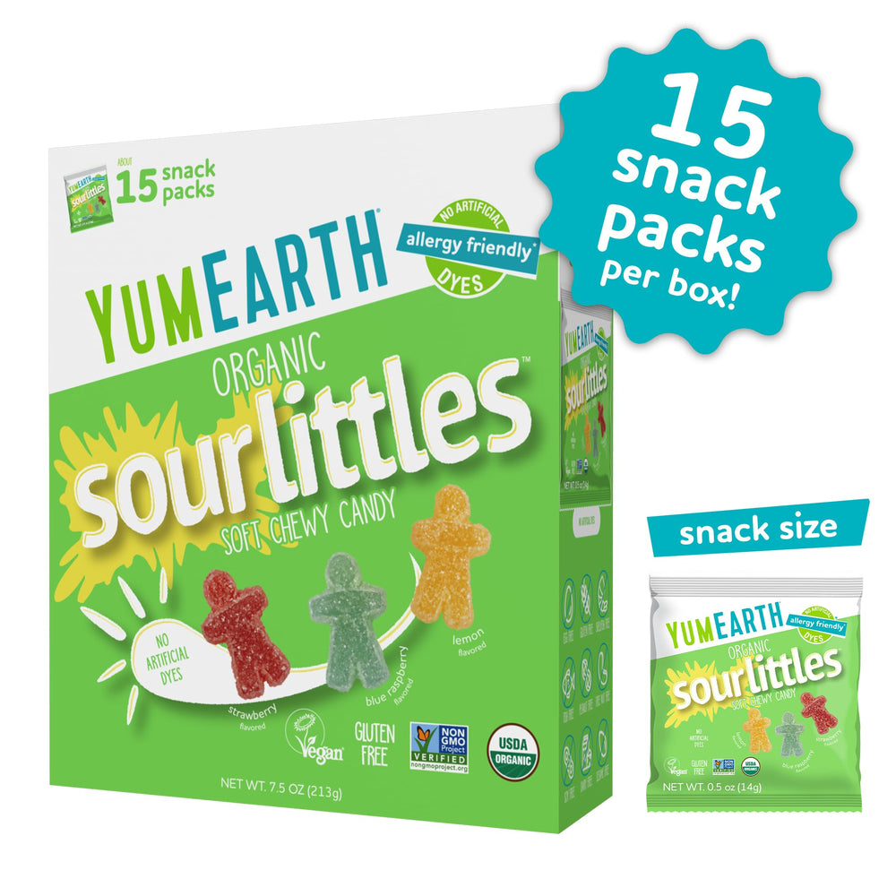 YumEarth individual 0.5 oz pouch front with easy-grab convenience