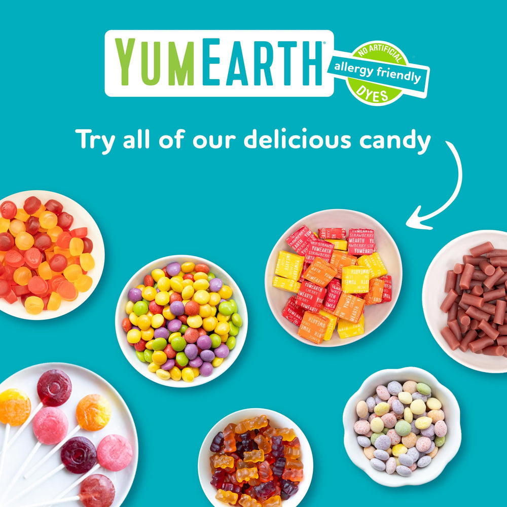 YumEarth variety box inside a lunchbox showing safe allergen-friendly option