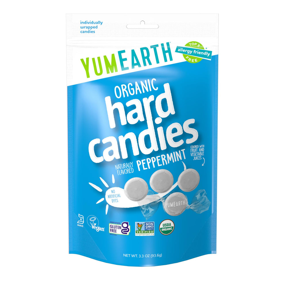 YumEarth tin front view showing Wild Peppermint label by BOUNTIVA for quick identification