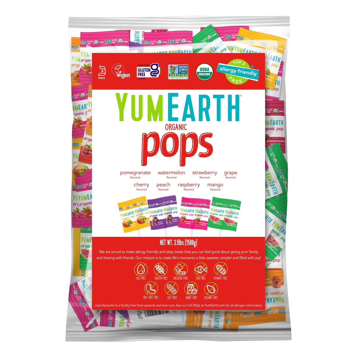 YumEarth front packaging showing organic label and bulk quantity benefit