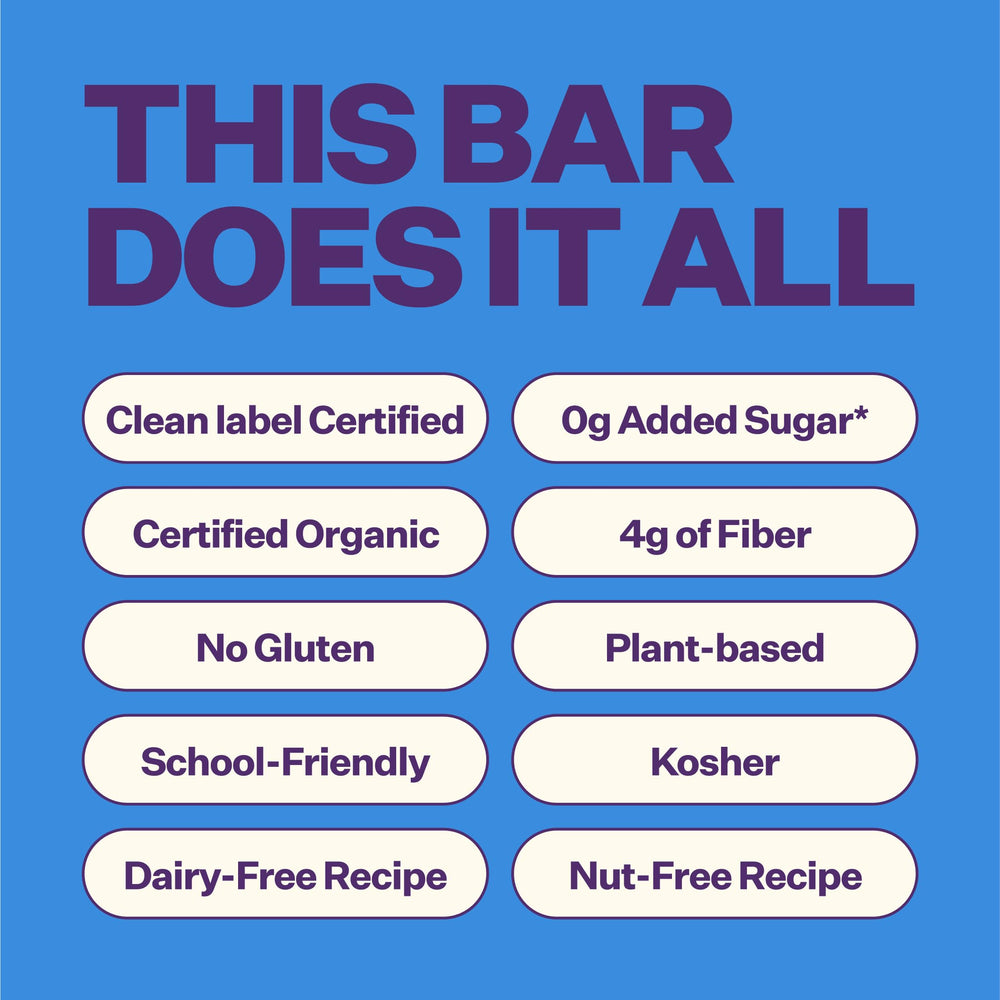 YUMI bar held in toddler hand to show size and portion control for on-the-go snacking