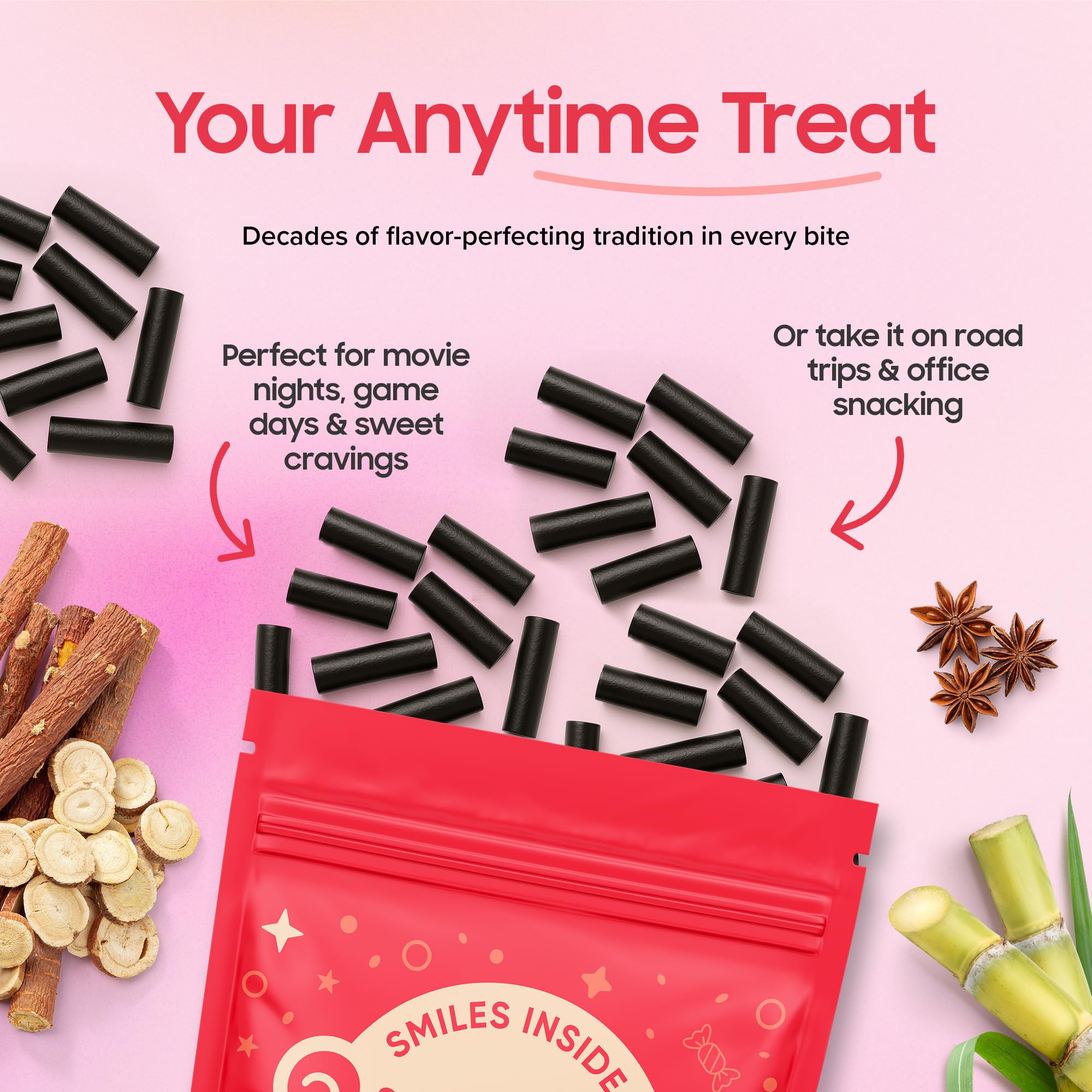 Yumkit licorice in a serving bowl staged for parties showing sharing convenience