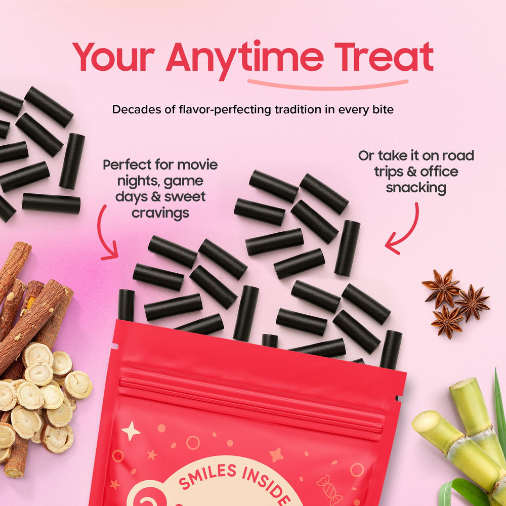 Yumkit licorice in a serving bowl staged for parties showing sharing convenience
