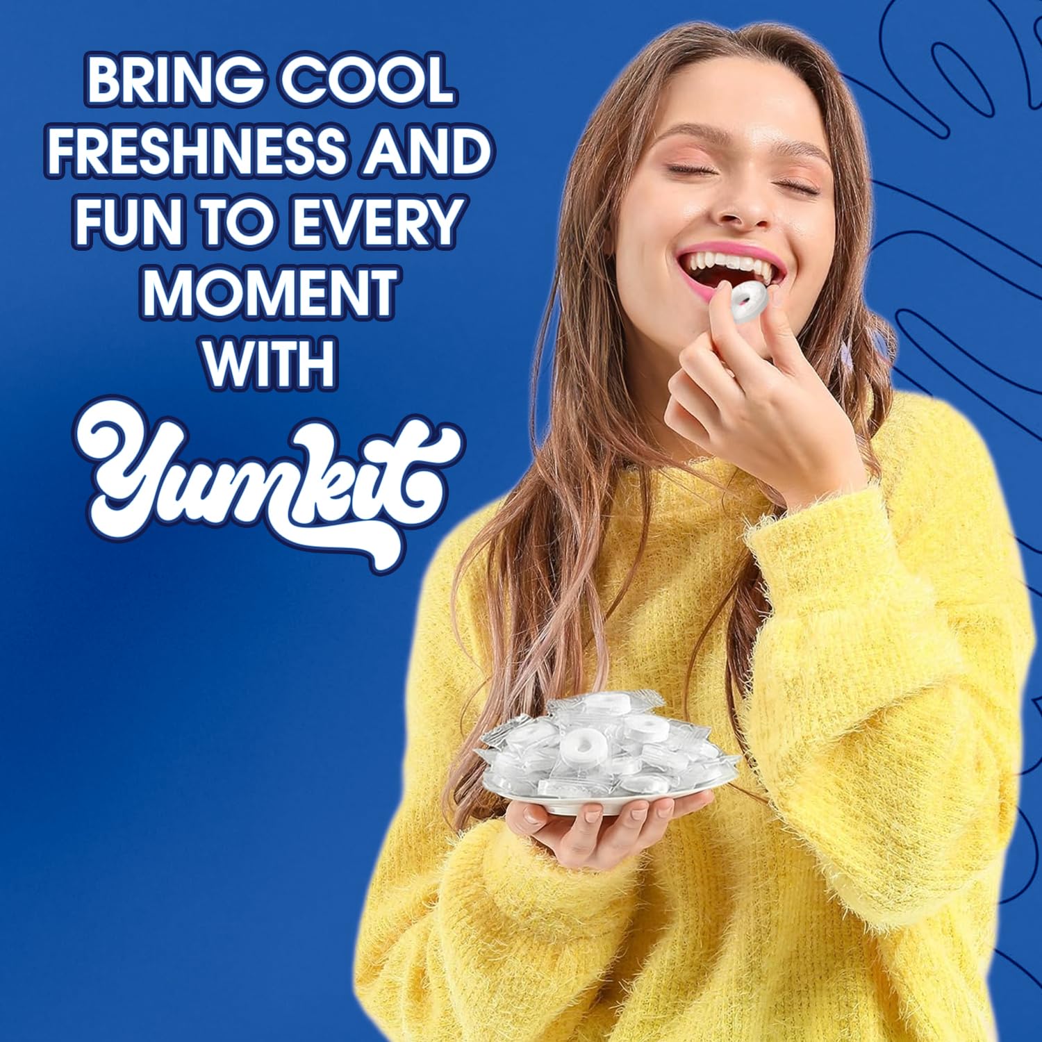 Yumkit bowl of individually wrapped mints on a reception counter creating a professional welcome
