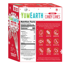 YumEarth close-up of an individually wrapped peppermint cane for easy gifting