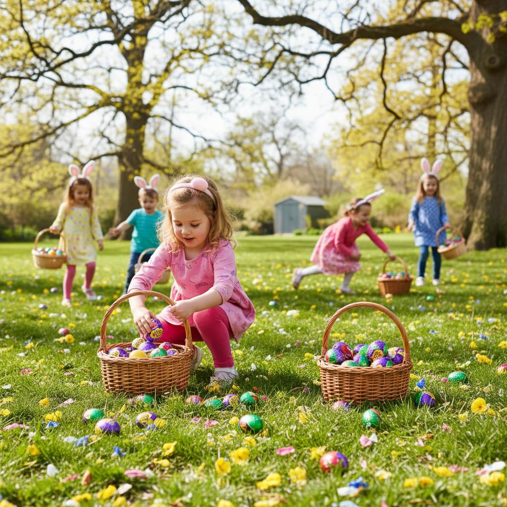 Yummy Chew eggs arranged in Easter basket, demonstrates attractive holiday presentation