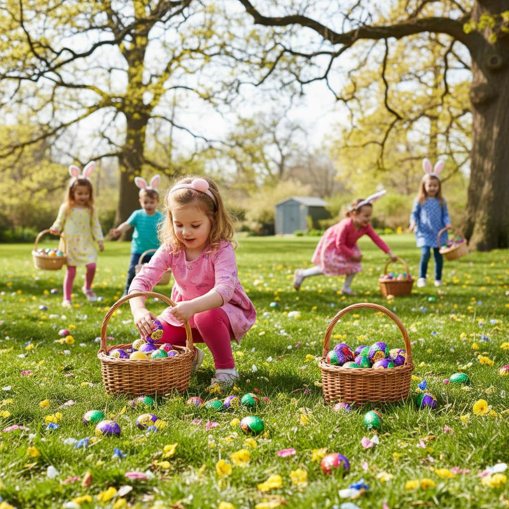 Yummy Chew eggs arranged in Easter basket, demonstrates attractive holiday presentation