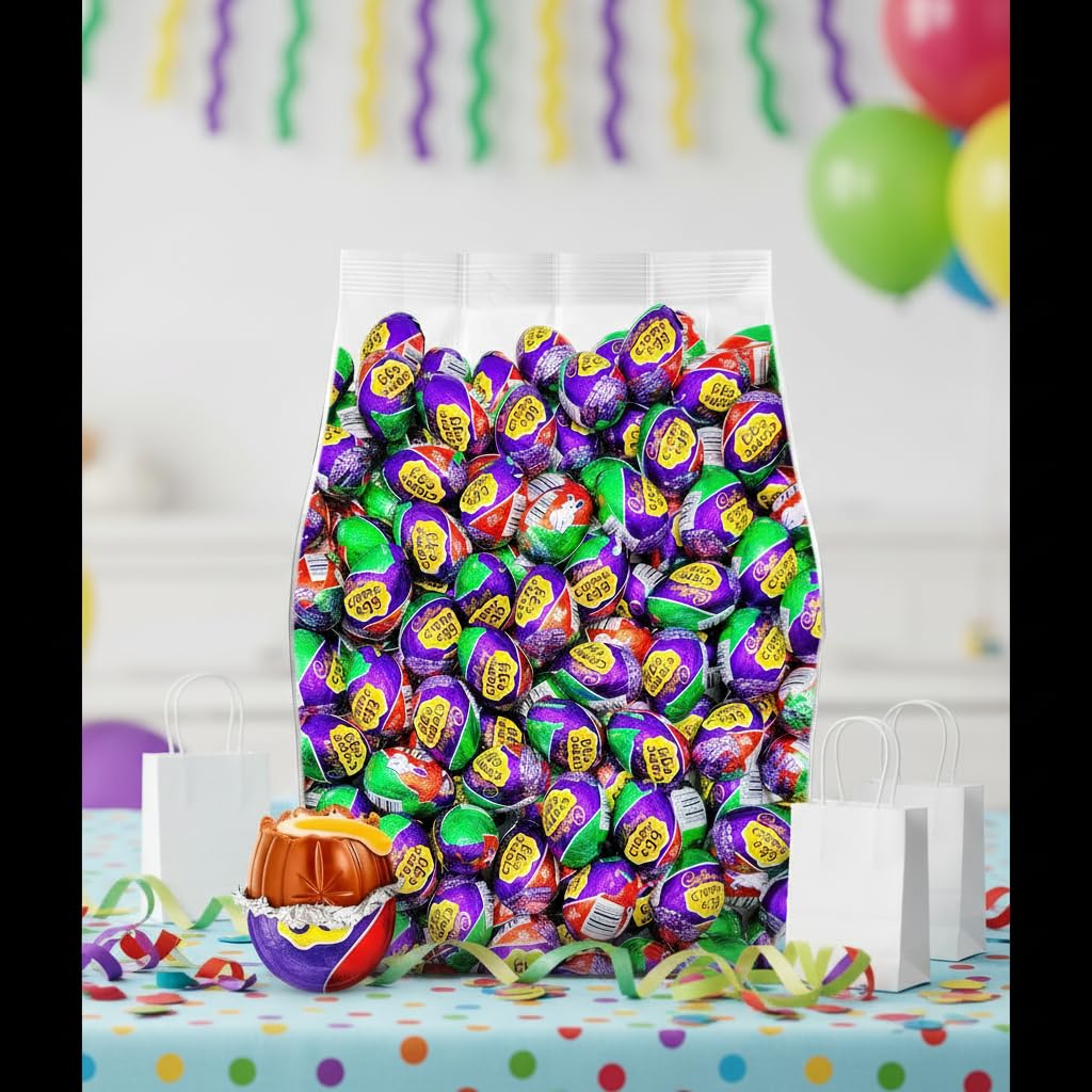 Yummy Chew eggs in a candy bowl on a dessert table, conveys colorful seasonal display