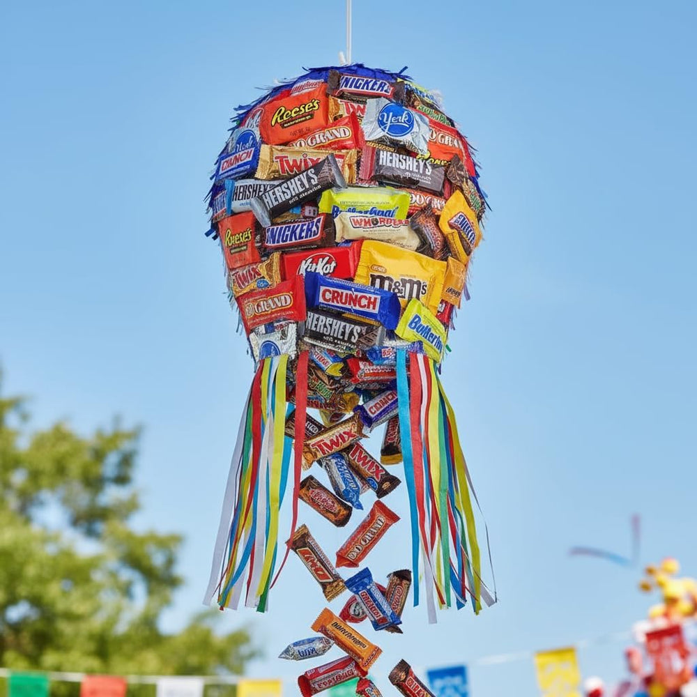 Yummy Chew candy buffet display at event offering colorful chocolate variety