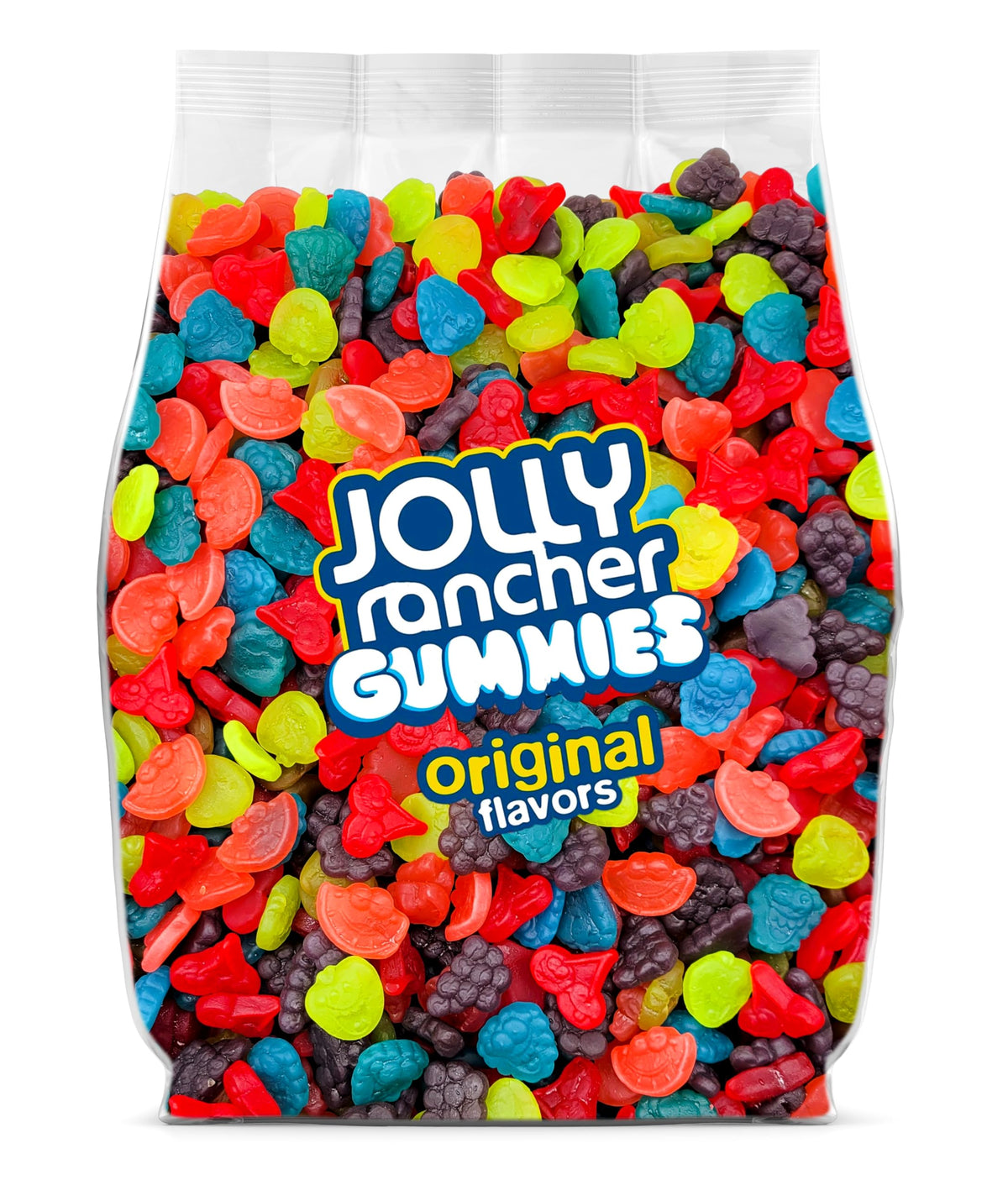Yummy Chew front package showing 2-pound bag and bright fruit colors for easy serving