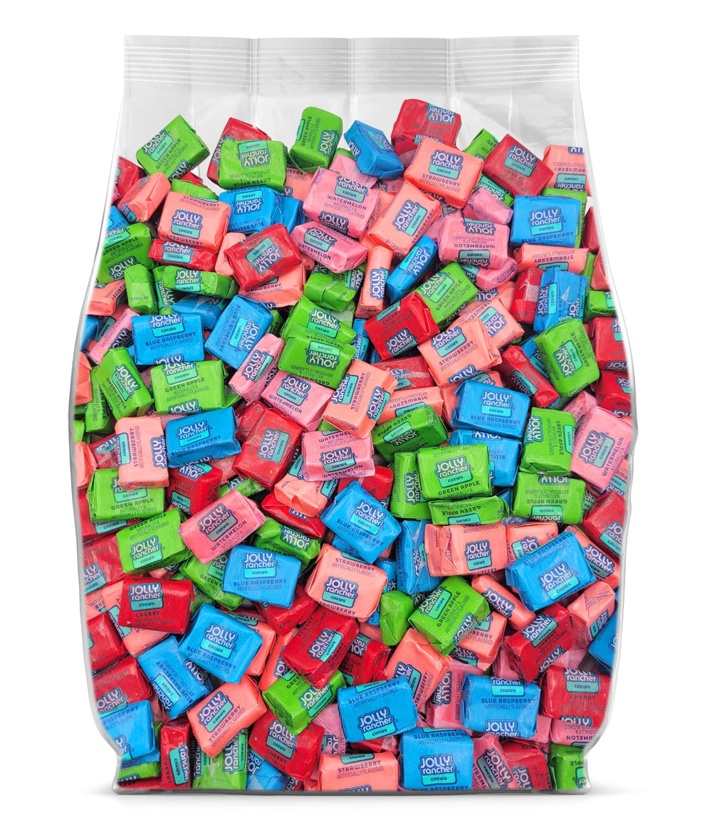 Yummy Chew JollyRancher front packaging showing 95-count bulk box and branding benefits