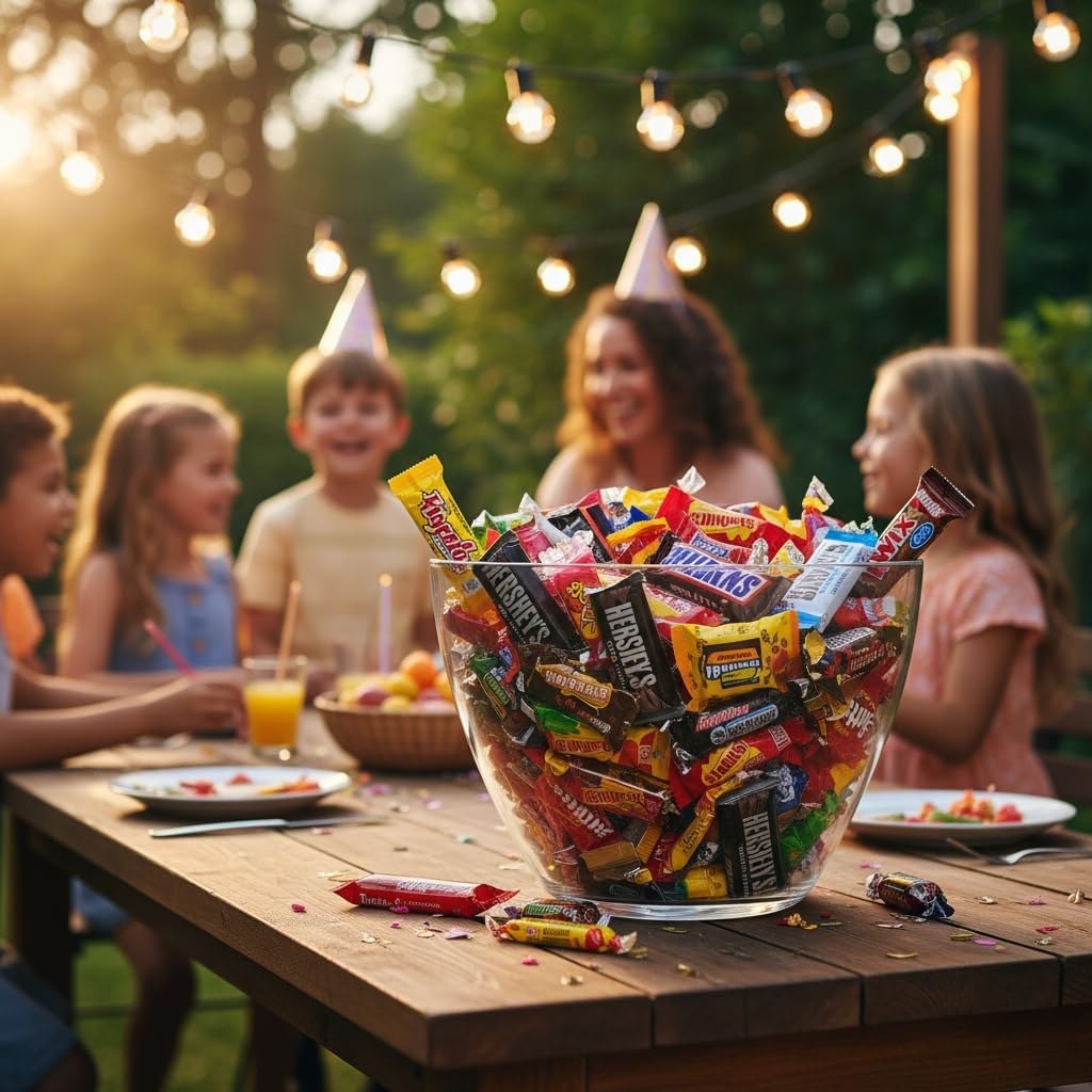 Yummy Chew mixed candies spread on table showing variety for sharing