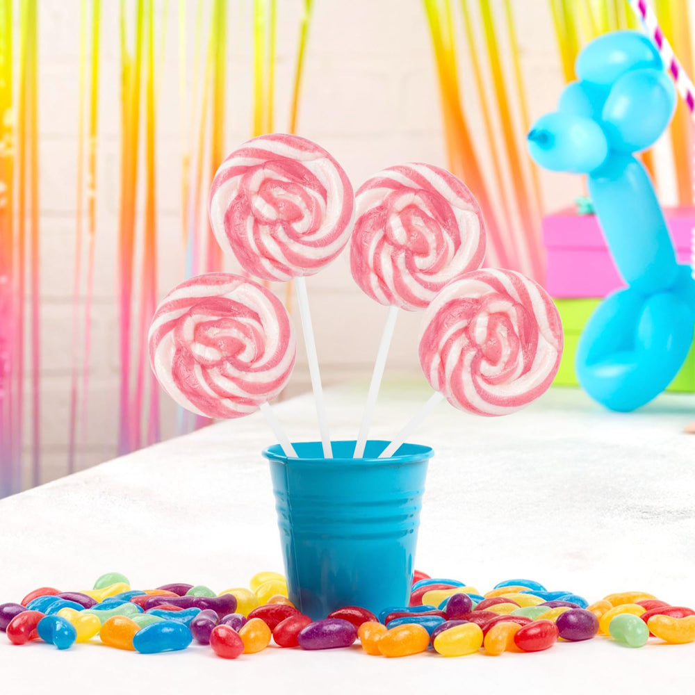 Yumzo lollipop held in hand showing size and long-lasting treat
