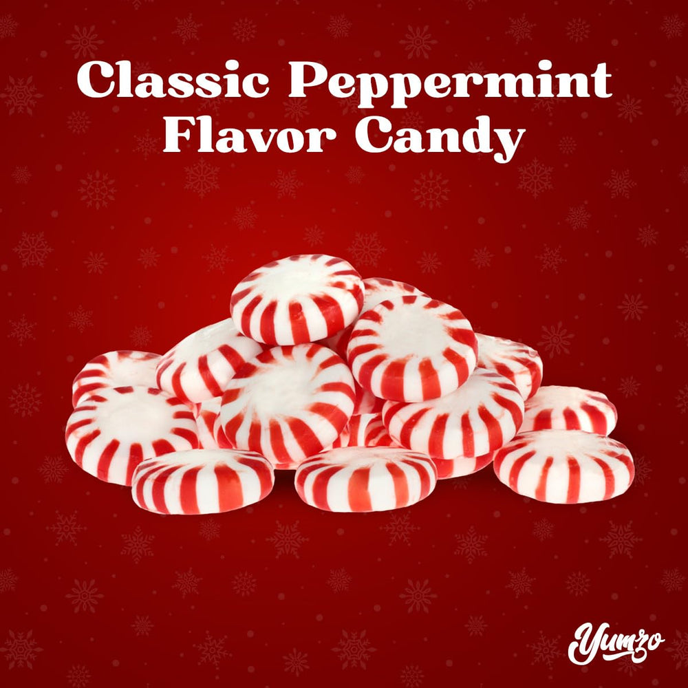 Yumzo single mint close-up highlighting glossy hard candy and crisp peppermint appeal