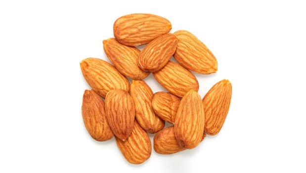Yupik close-up almond texture and color, shows natural crunch and purity