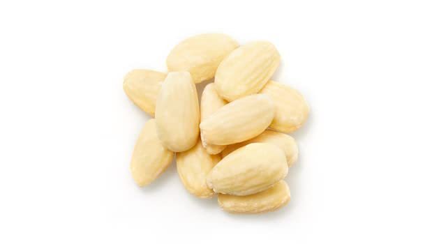 Yupik close-up of blanched almond texture highlighting creamy taste and crunchy bite