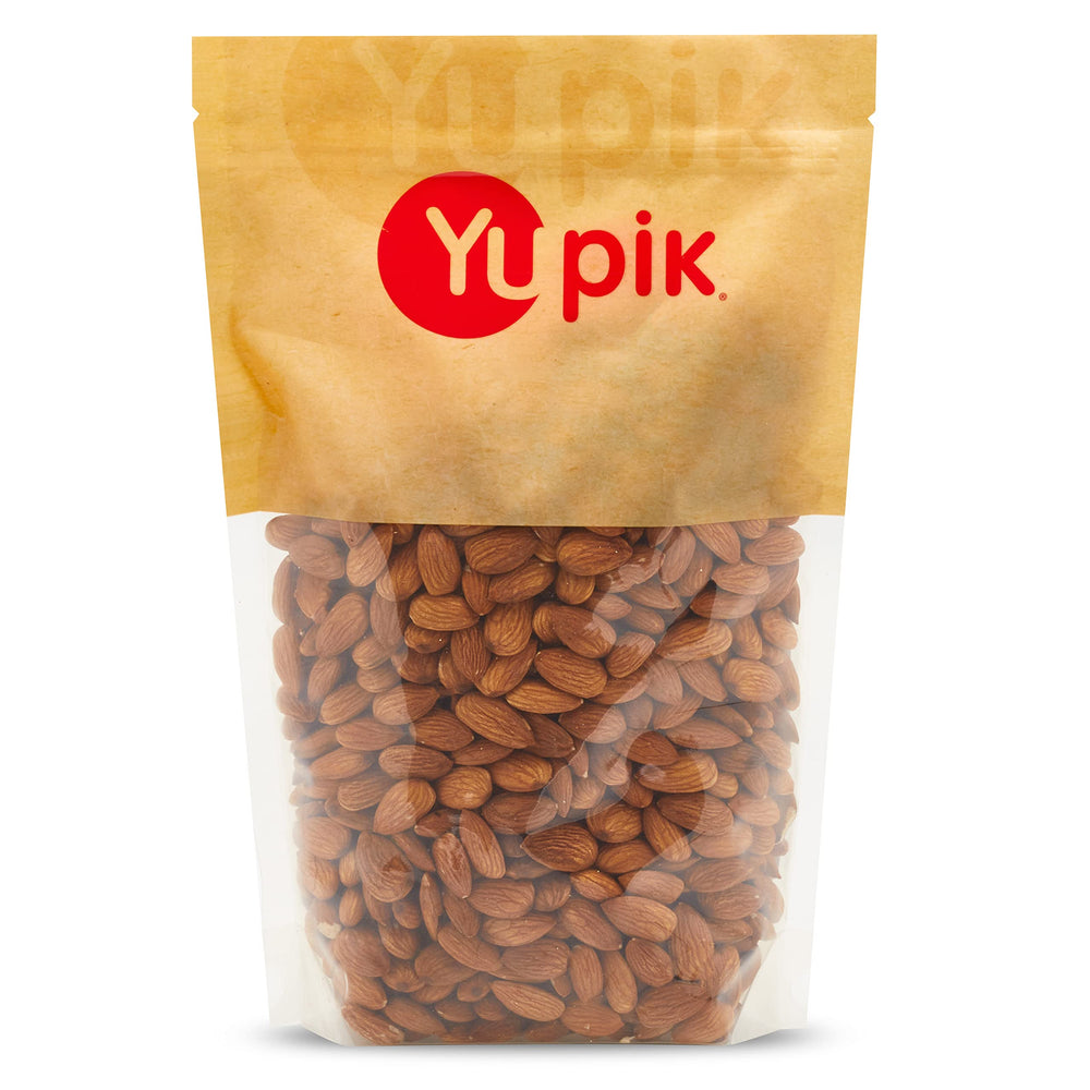 Yupik front packaging of 2.2 lb almonds showing brand and size, pantry-ready benefit