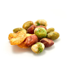 Yupik close-up of roasted edamame and peanuts, highlights crunchy texture