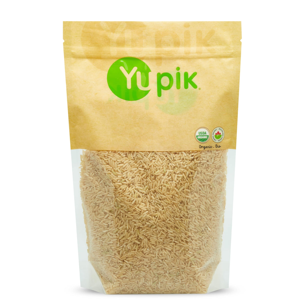 Yupik front packaging showing organic brown jasmine rice and benefits