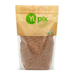 Yupik farro front pack showing label and organic certification, highlights pantry-ready convenience