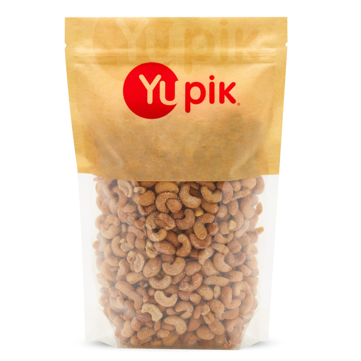 Yupik front packaging showing 2.2 lb bag with whole roasted cashews for pantry convenience