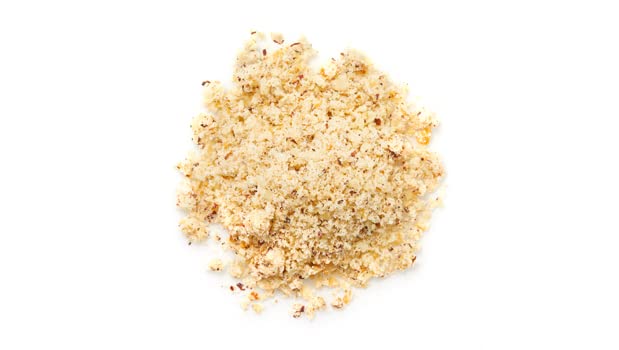 Yupik close-up texture of raw hazelnut meal for visual grain benefit