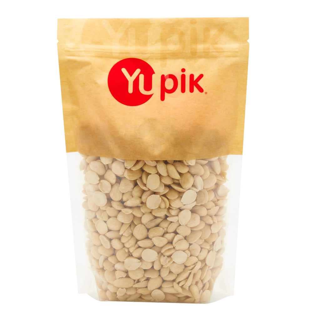 Yupik blanched Marcona almonds front packaging showing product and benefits
