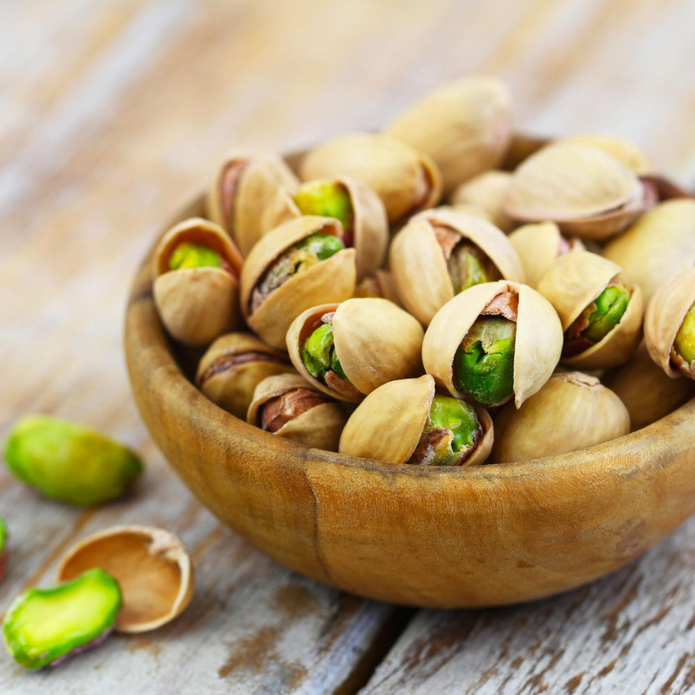 Yupik shelled pistachio kernel detail showing color and freshness