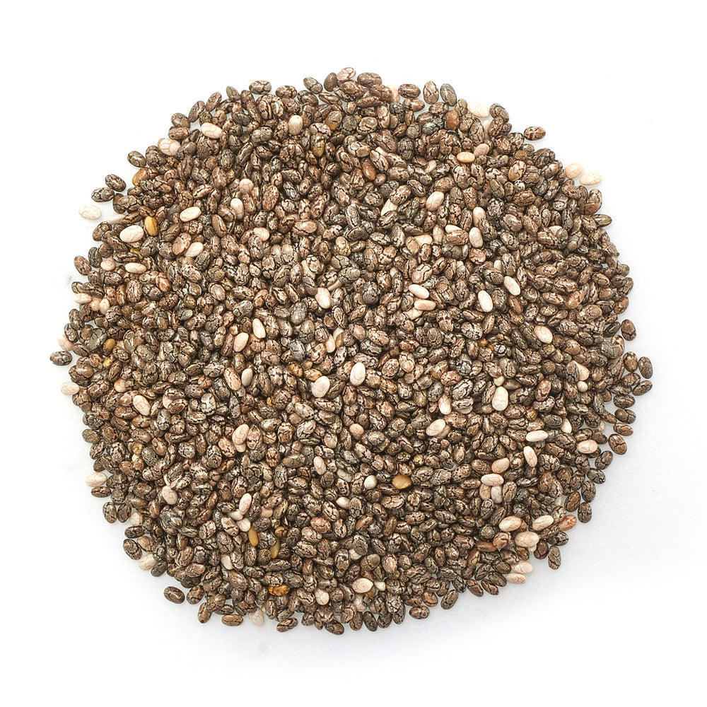 Yupik close-up of black chia seeds texture, highlighting raw seeds and crunchy benefit