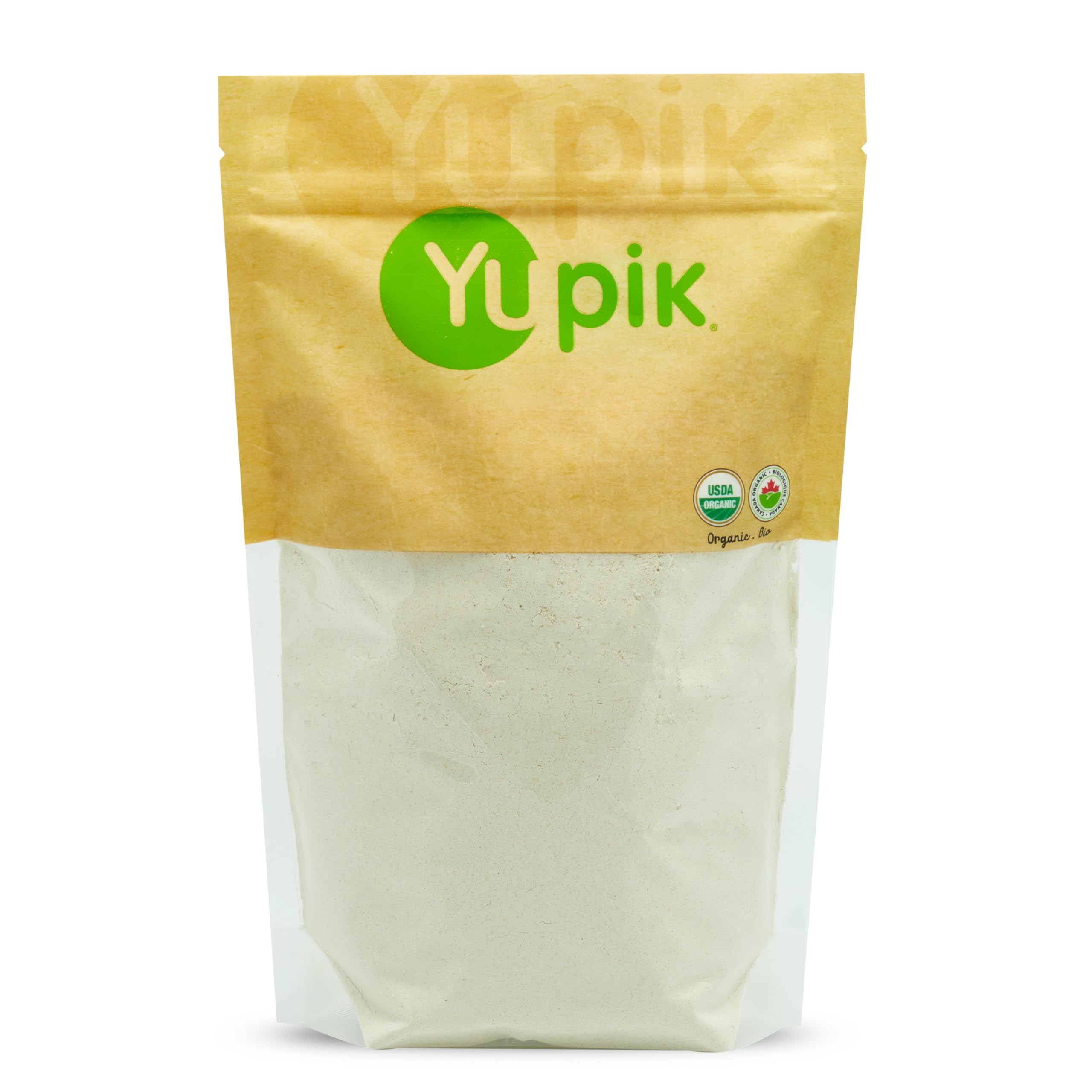Yupik sorghum flour front package showing organic label and benefits