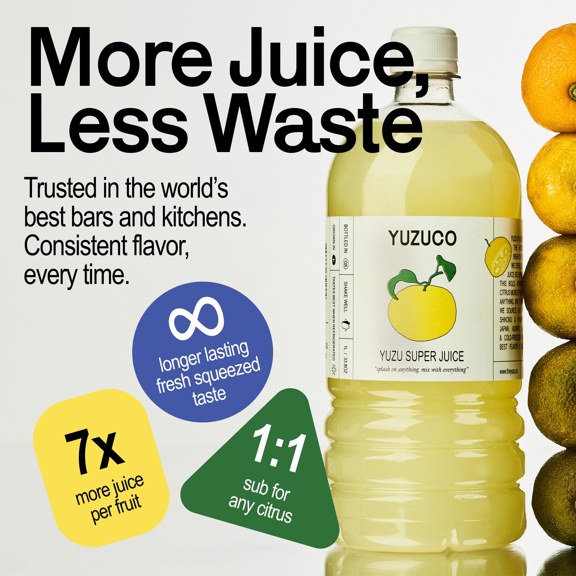 YUZUCO bottle beside a crafted cocktail showing enhanced flavor