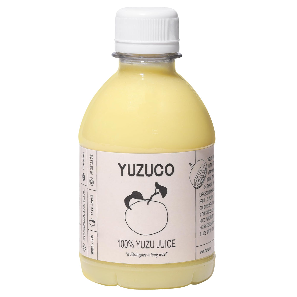YUZUCO front bottle view showing clean packaging and premium citrus