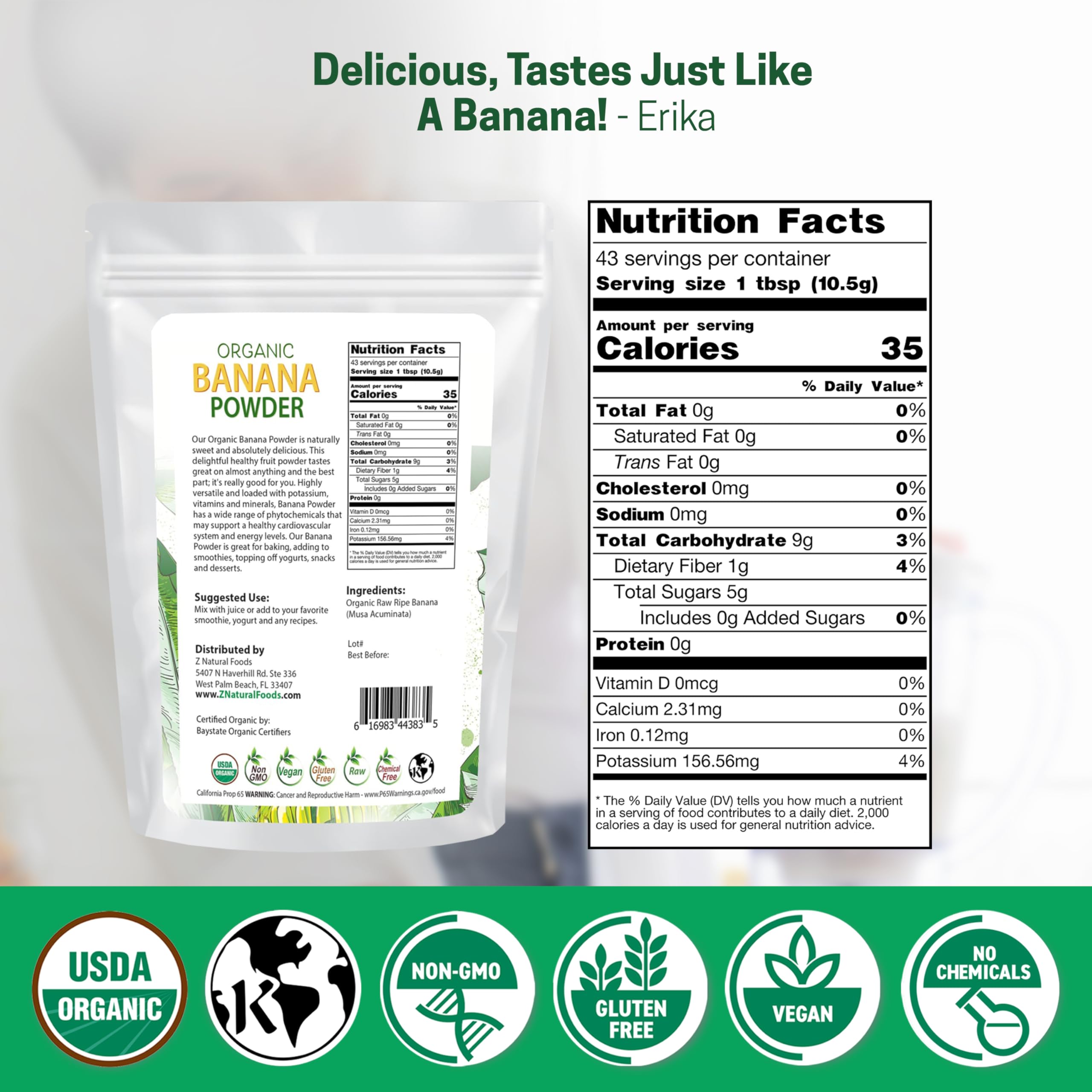 Z Natural Foods powder close-up texture revealing fine grind and natural sweetness