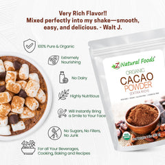 Z Natural Foods cacao with baking ingredients illustrating recipe versatility