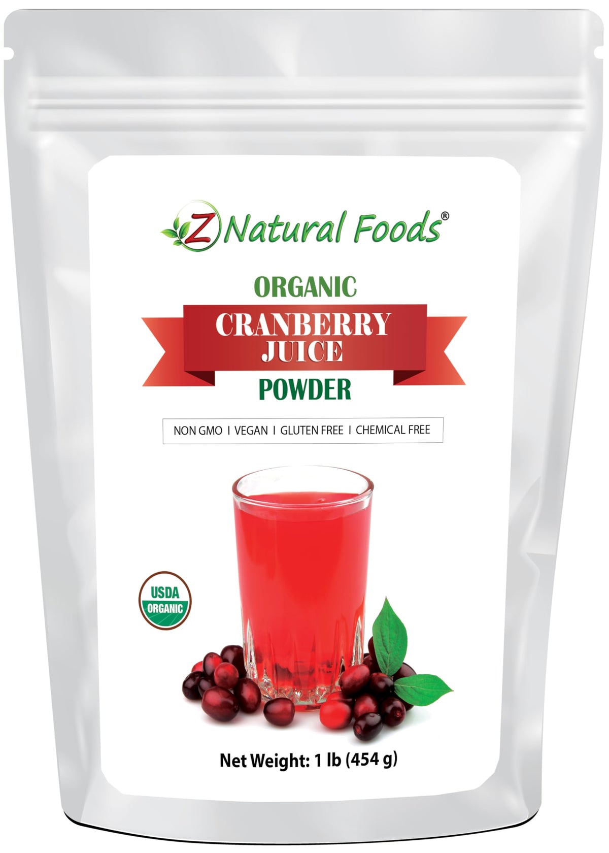 Z Natural Foods front packaging showing 16 oz powder and kosher vegan badge benefit convenience