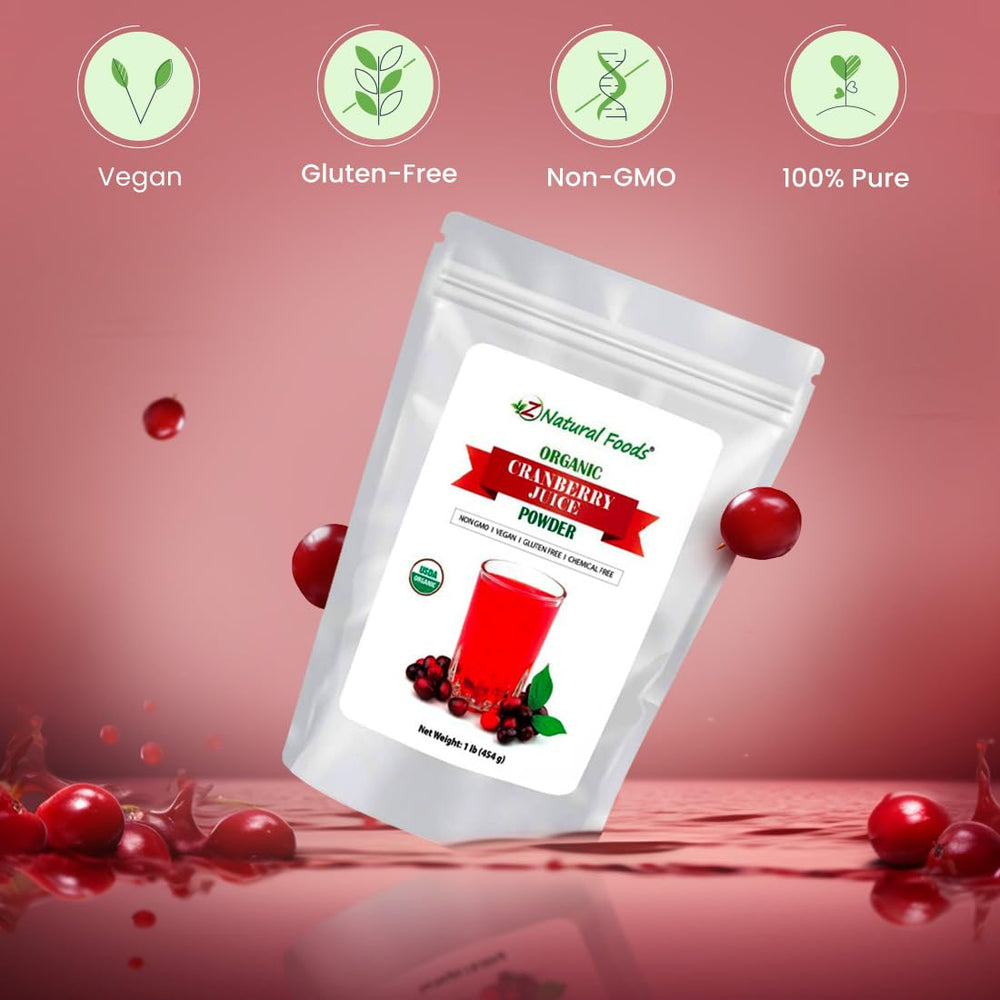 Z Natural Foods cranberry powder sprinkled on yogurt adding tart flavor and nutrients benefit