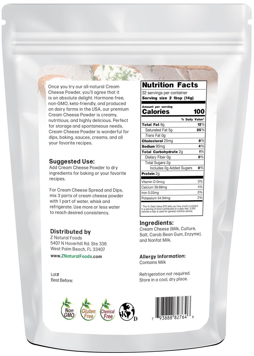 Z Natural Foods open resealable pouch demonstrating freshness retention