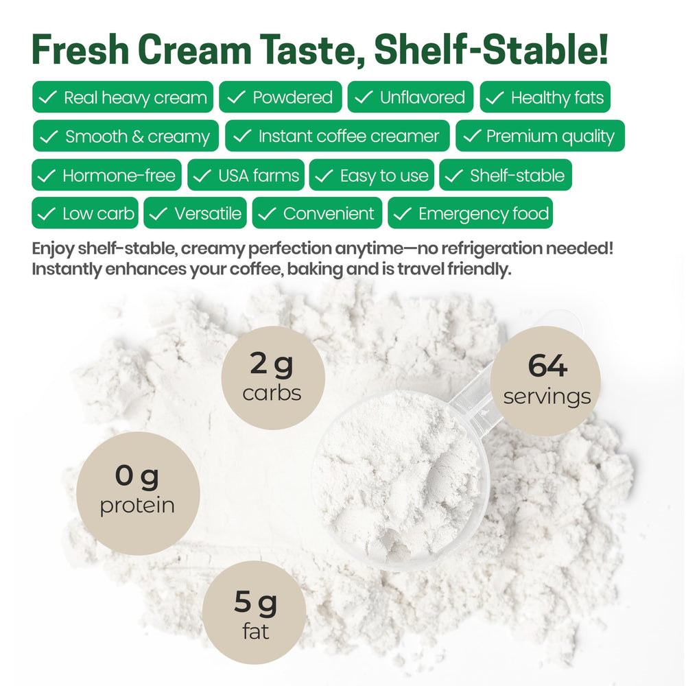 Z Natural Foods powdered creamer being poured into coffee for rich, frothy taste