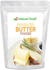 Z Natural Foods front packaging showing shelf-stable butter powder benefits