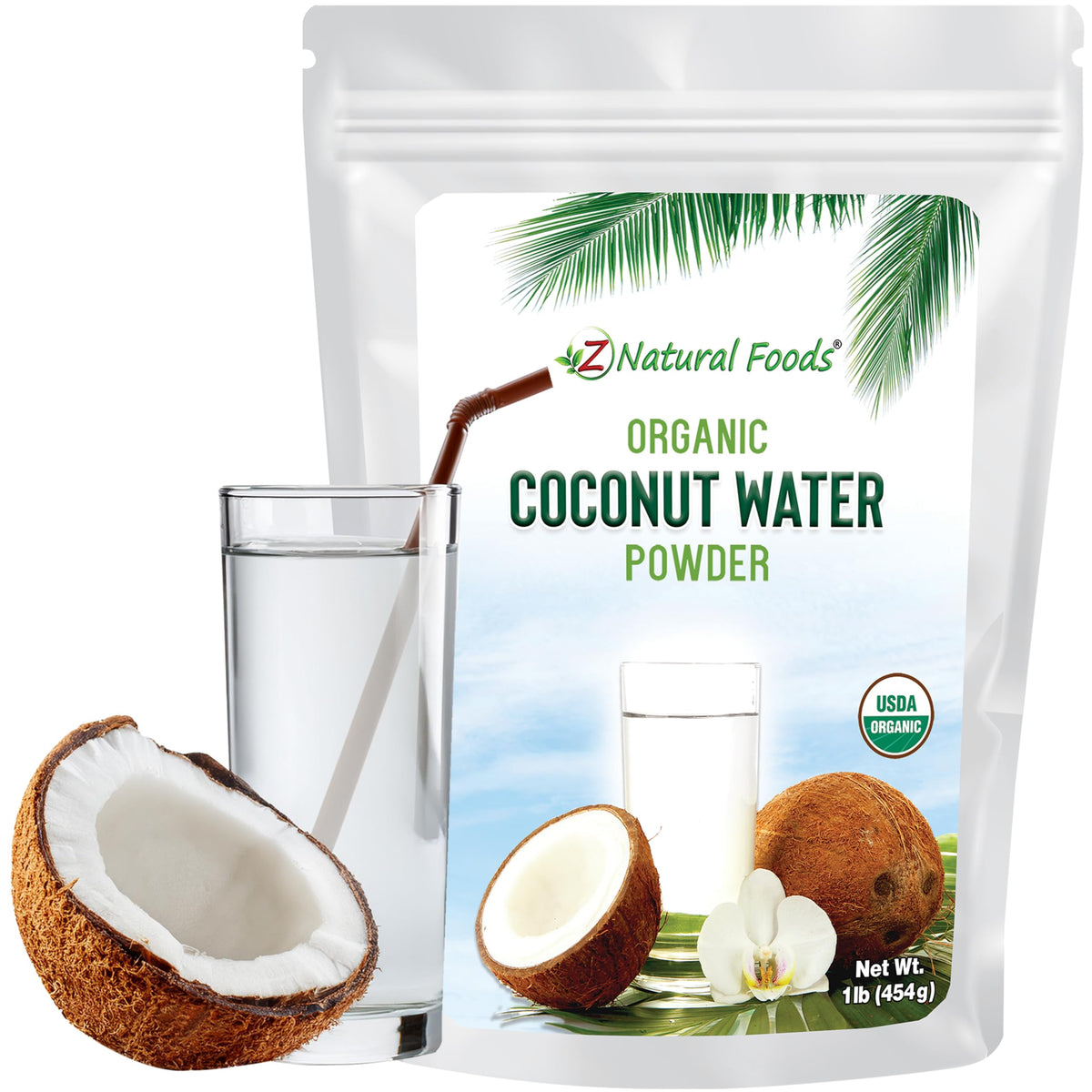 Z Natural Foods front packaging showing 1 lb pouch and organic label benefit