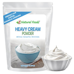 Z Natural Foods front packaging of 1 lb heavy cream powder showing label and benefits
