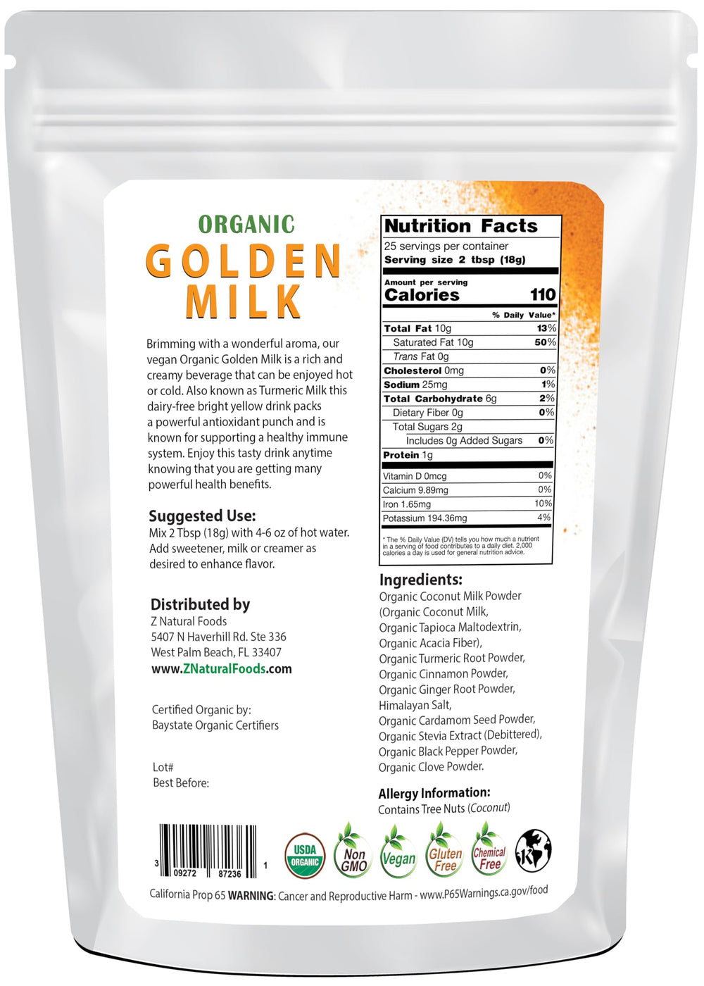 Z Natural Foods powder close-up revealing fine texture for smooth creamy drinks