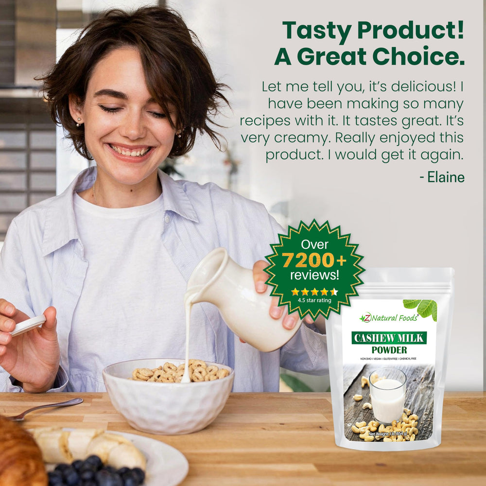 Z Natural Foods in kitchen styling with cereal and smoothie to show everyday uses